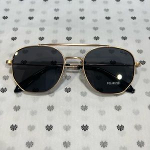 Quay Australia Gold Frame Polarized Black Lens Sunglasses